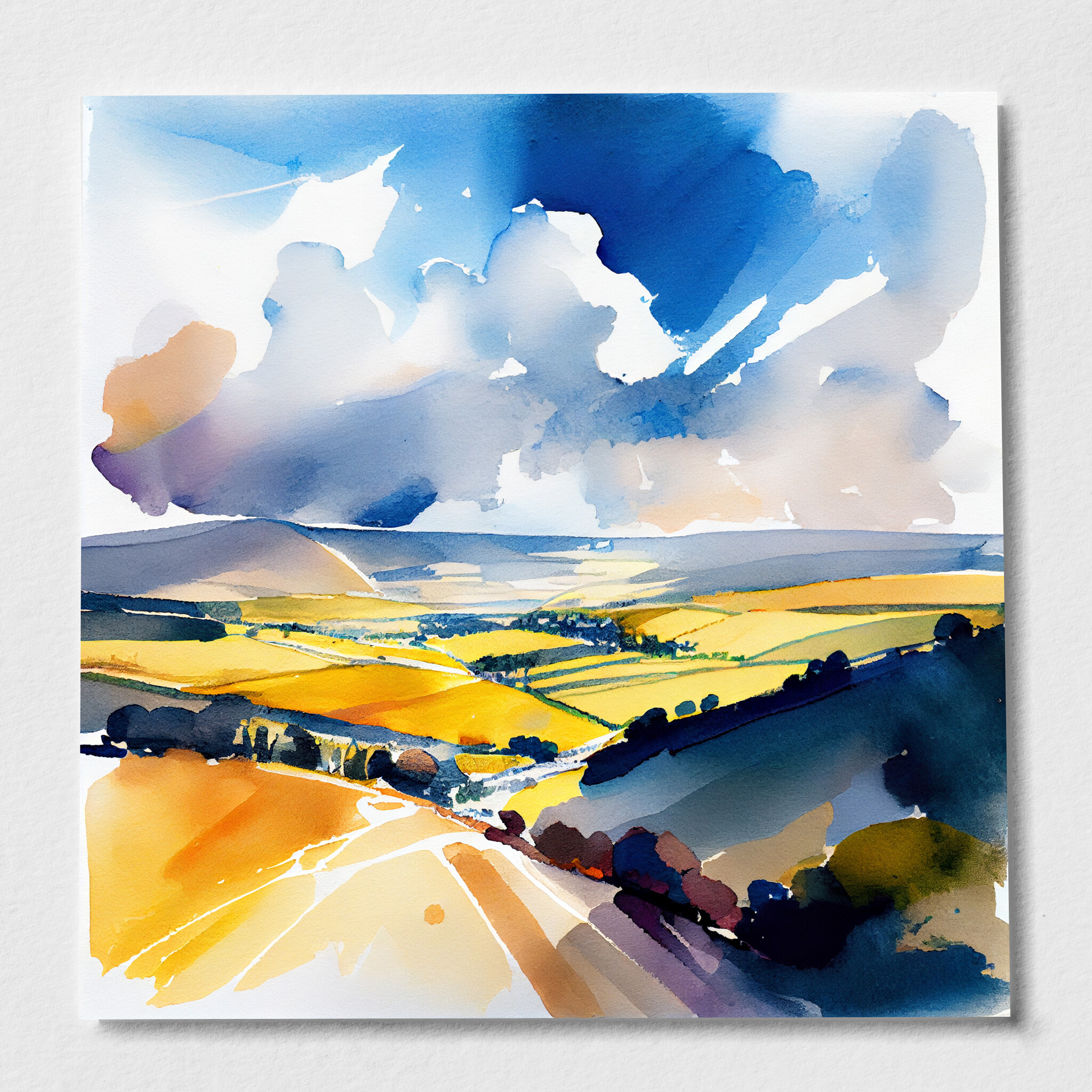 552 Sussex Impressionist Warm Tones Landscape Bedroom Wall Art | Blue Home Decor - P