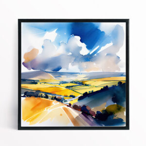 552 Sussex Impressionist Warm Tones Landscape Bedroom Wall Art | Blue Home Decor - BFP