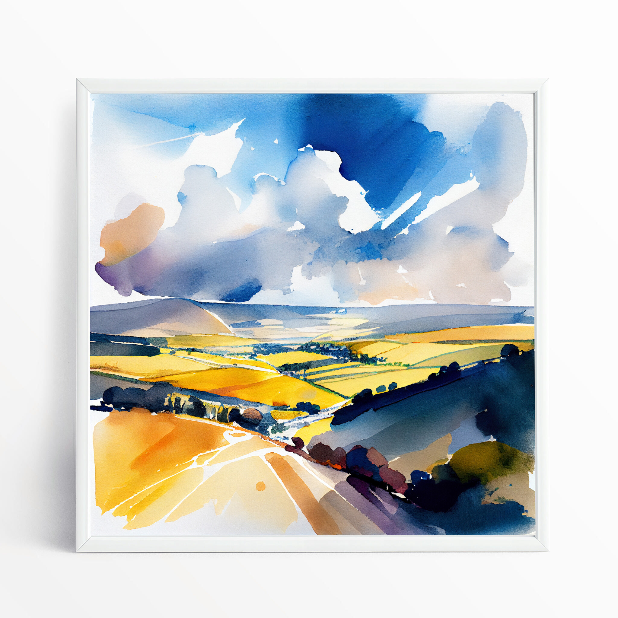 552 Sussex Impressionist Warm Tones Landscape Bedroom Wall Art | Blue Home Decor - WFP