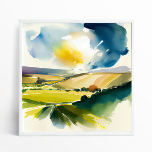 Sussex Impressionist Landscape Green Tones Living Room Art | Canvas Print Home Decor