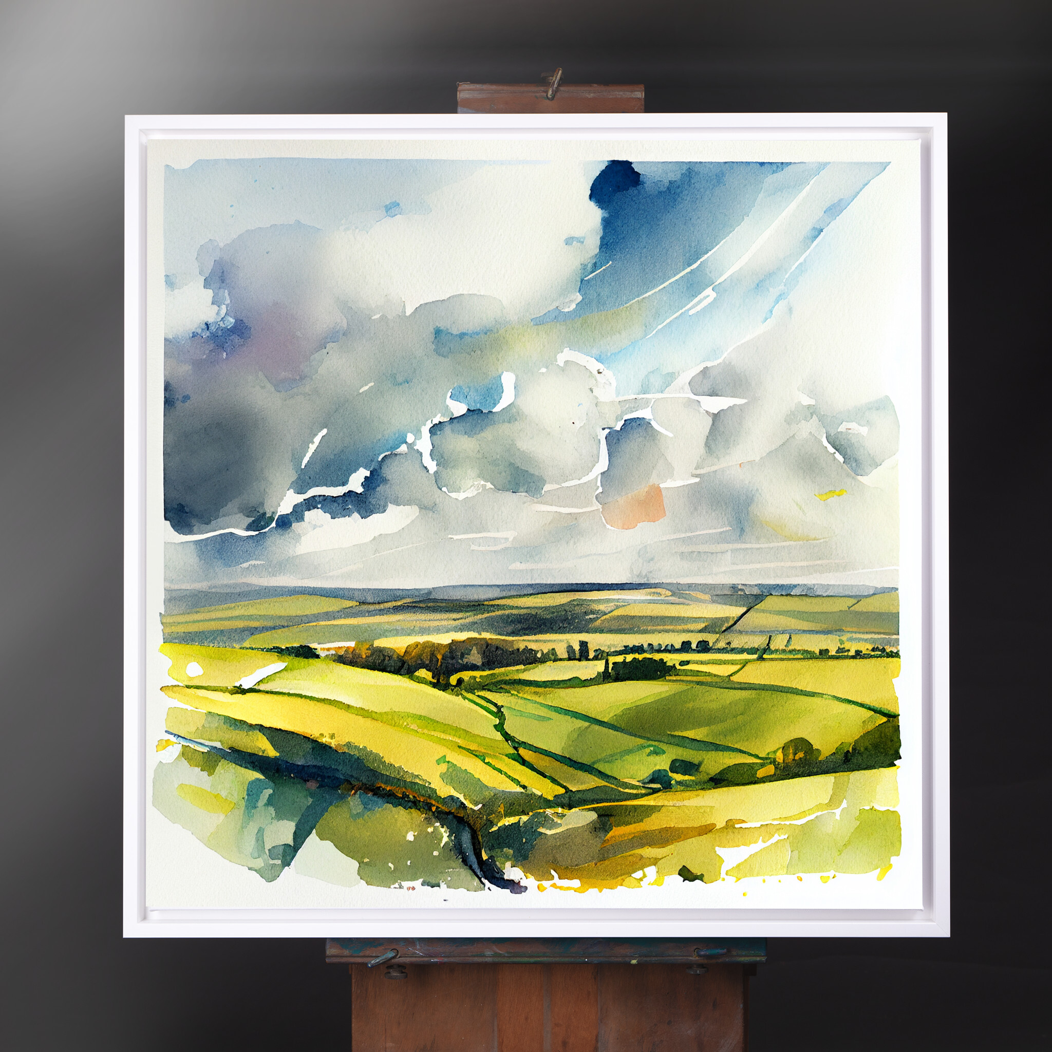 558 Southdowns Watercolor Landscape Art | Green Hills Bedroom Decor - CWF