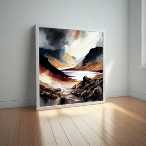 Peak District Watercolor Landscape Earth Tones Living Room Art | Modern Wall Decor - watercolor, landscape, earth tones, living room art, bedroom decor