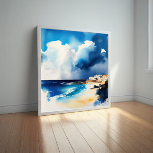 St Ives Coastal Impressionist Blue Art | Living Room Wall Art for Home Decor - impressionist, landscape, blue art, living room art, bedroom decor