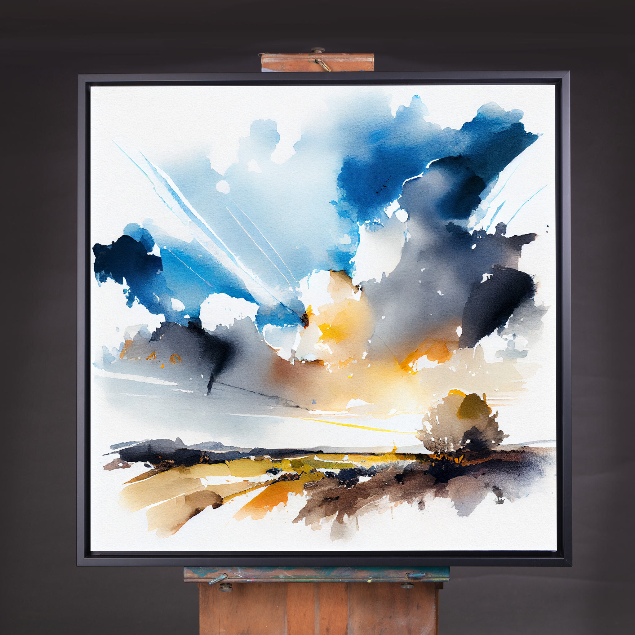 Cornwall Abstract Landscape Blue Living Room Wall Art | Modern Home Decor - CBF