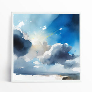 Cornwall Abstract Sky Blue Art for Living Room | Modern Home Decor