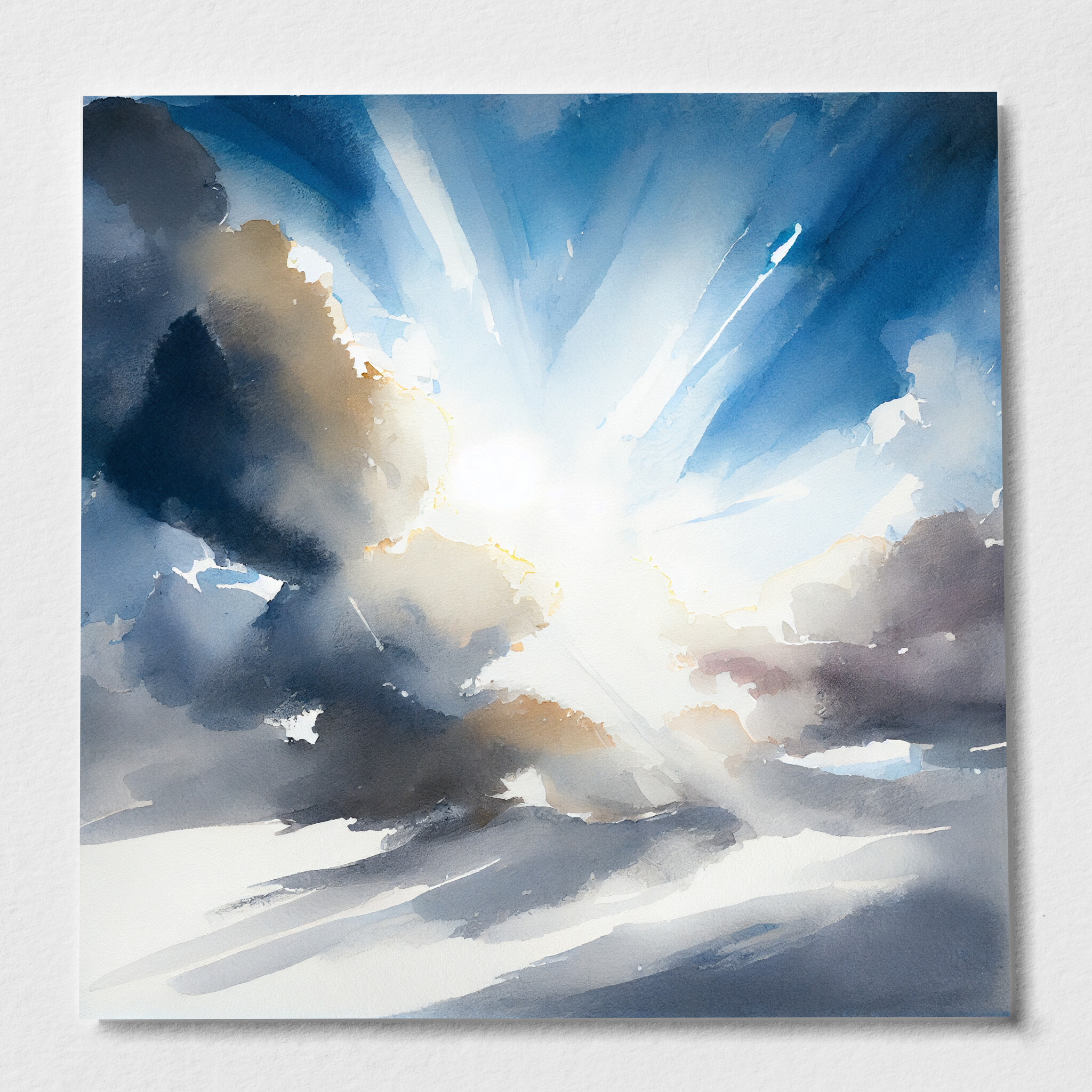 Cornwall Skyscape Watercolor Blue Art for Bedroom Decor | Calm Wall Art - P
