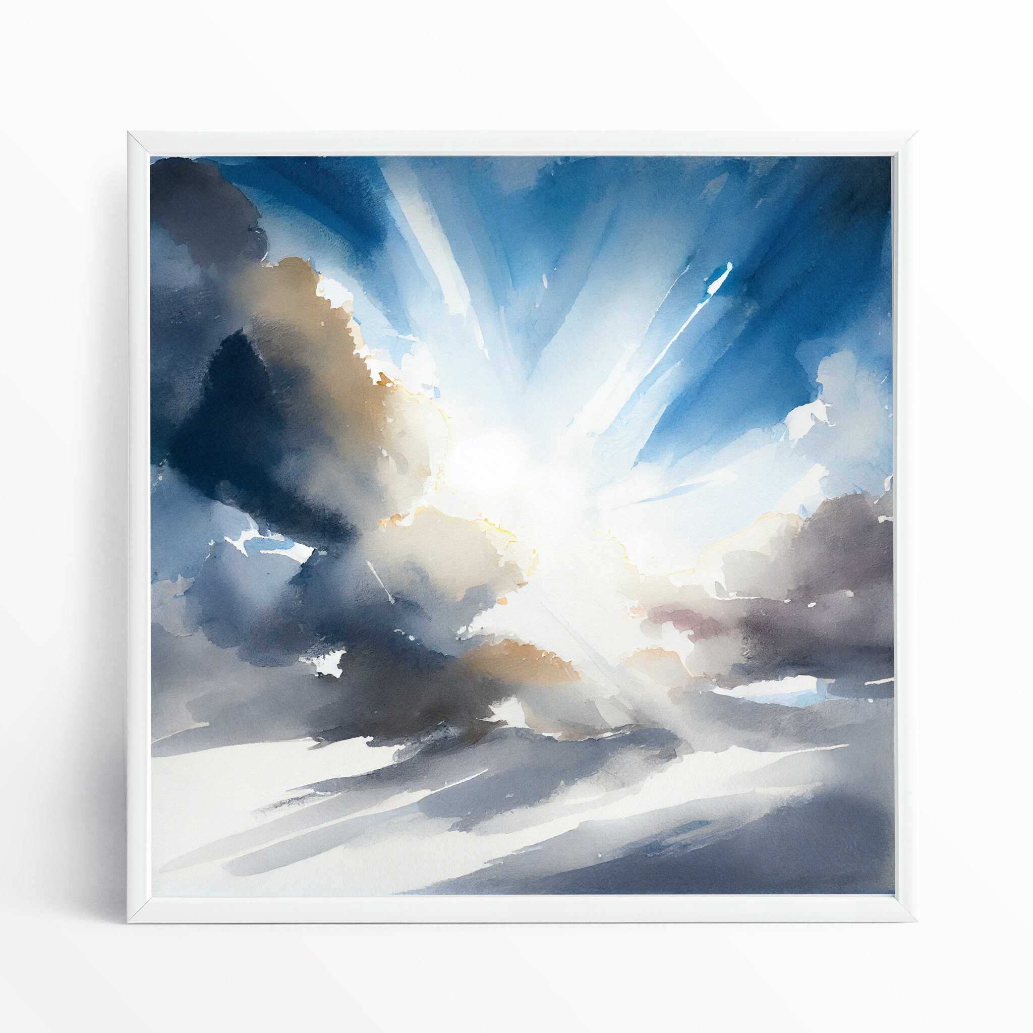 Cornwall Skyscape Watercolor Blue Art for Bedroom Decor | Calm Wall Art - WFP
