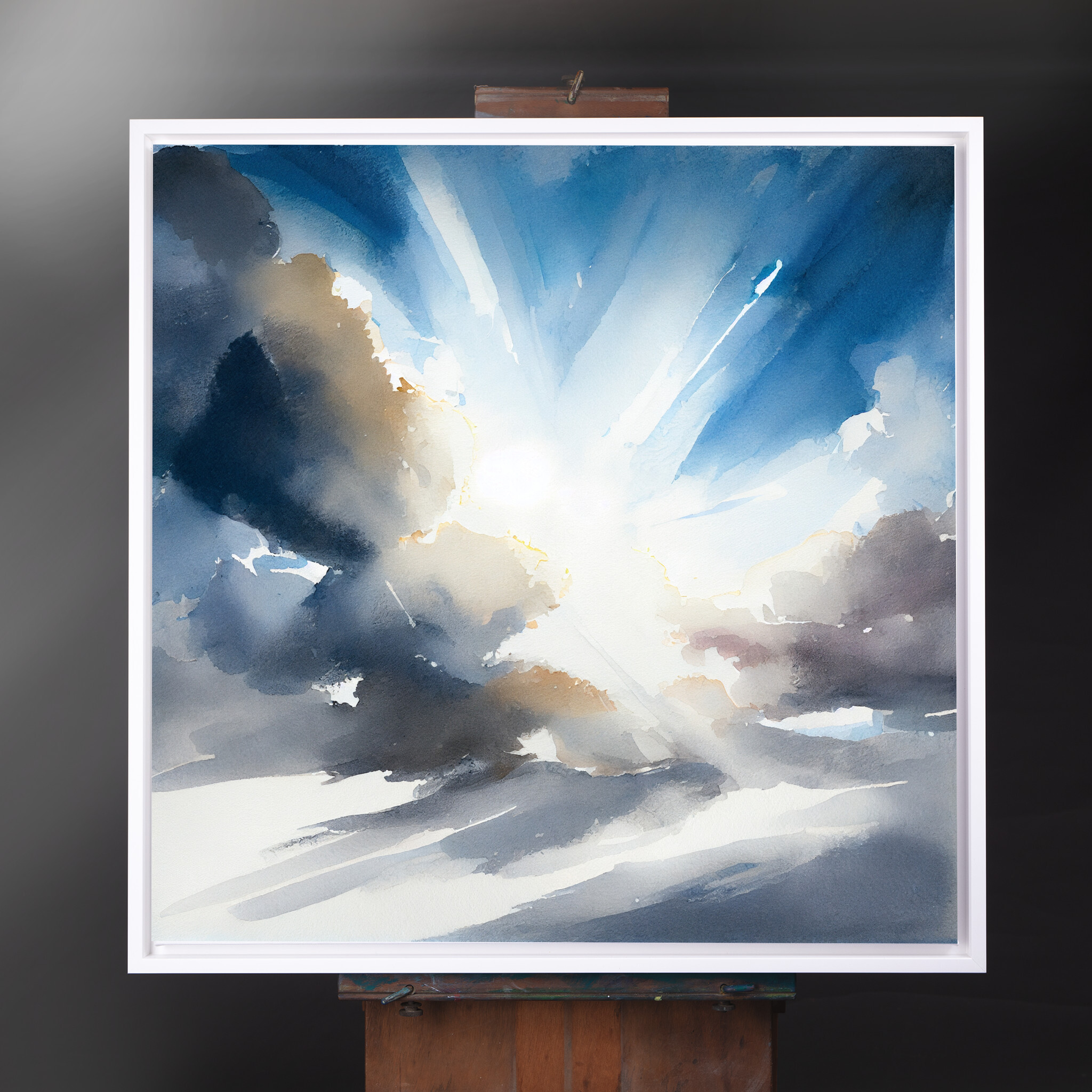 Cornwall Skyscape Watercolor Blue Art for Bedroom Decor | Calm Wall Art - CWF