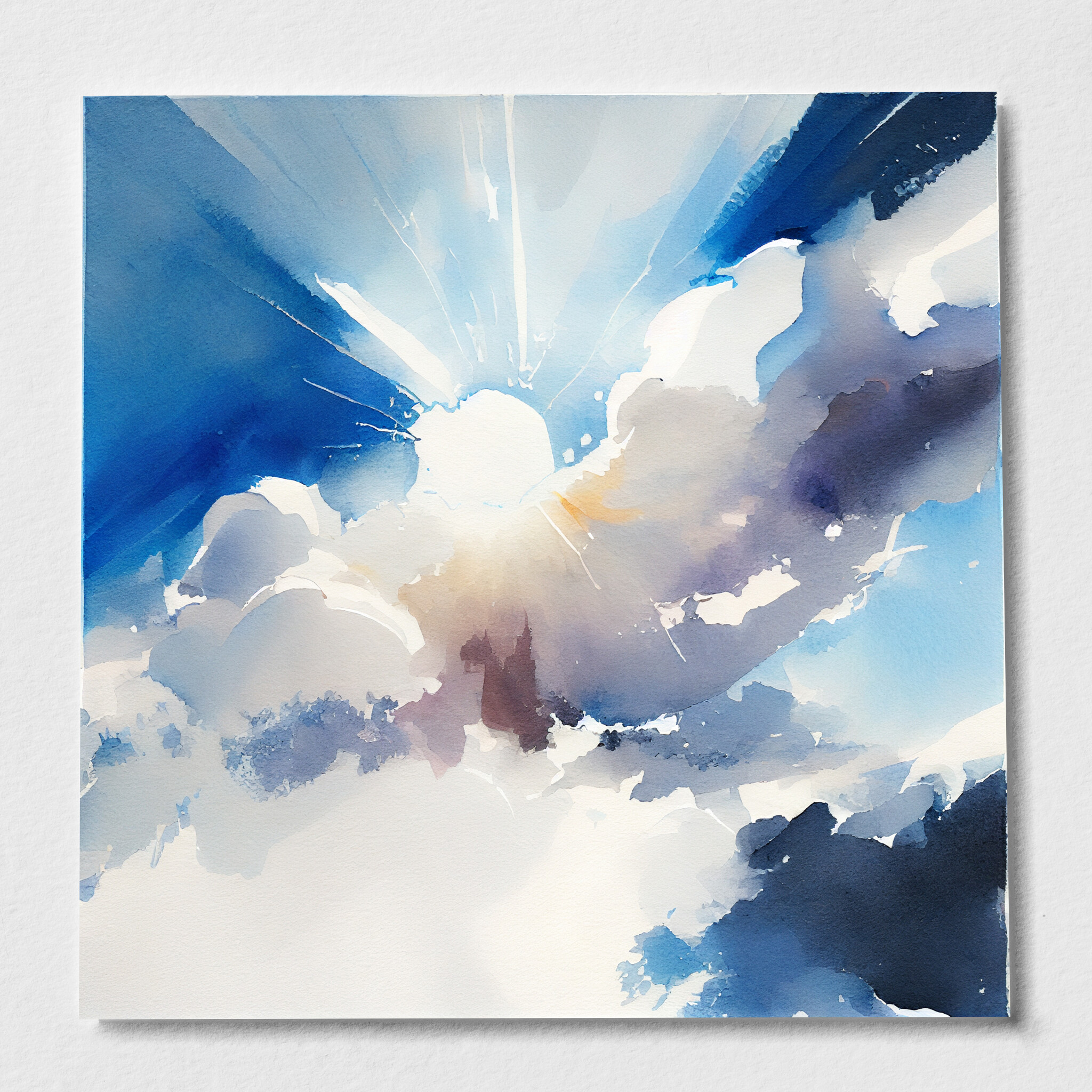 Cornwall Skyscape Abstract Blue Living Room Wall Art | Modern Home Decor - P