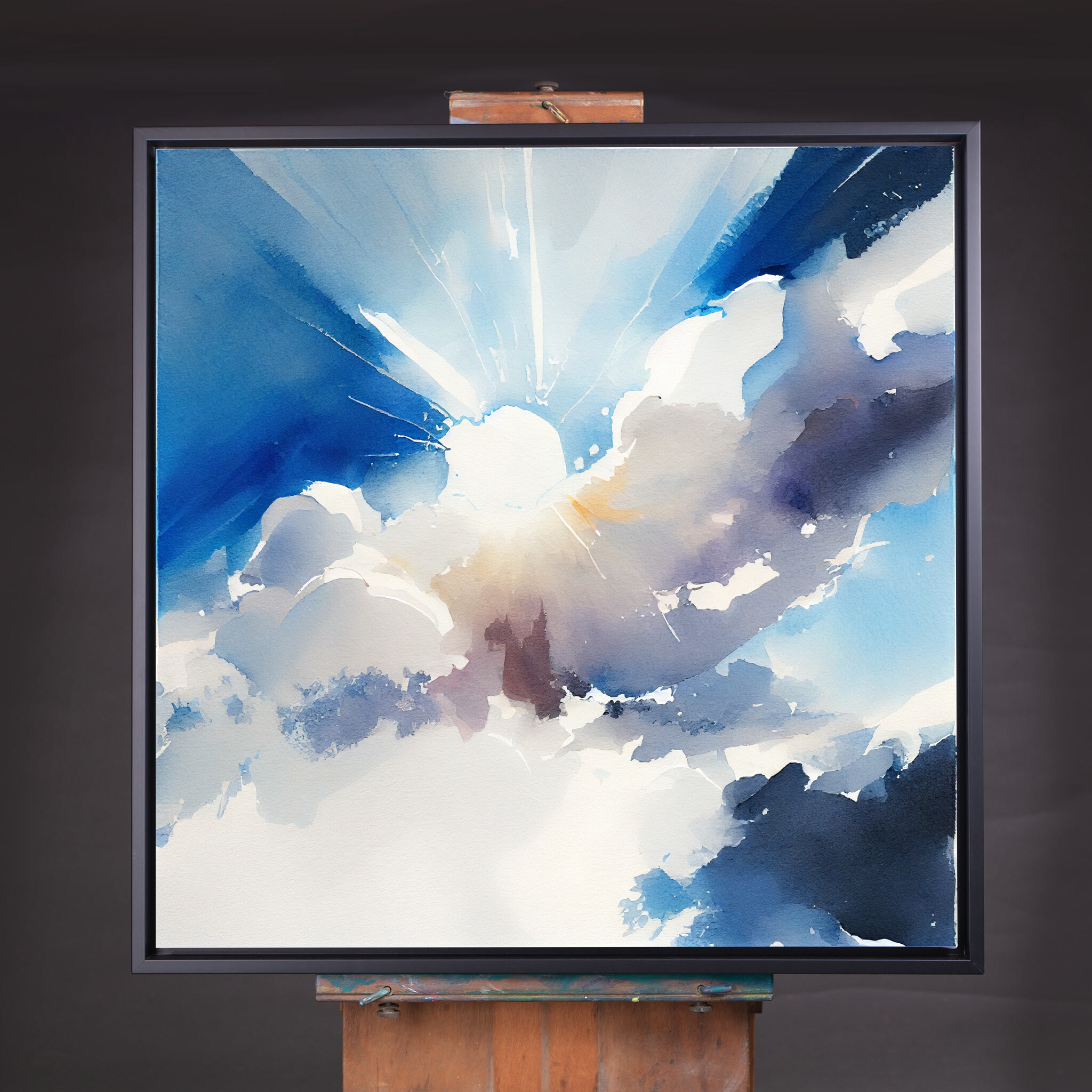Cornwall Skyscape Abstract Blue Living Room Wall Art | Modern Home Decor - CBF