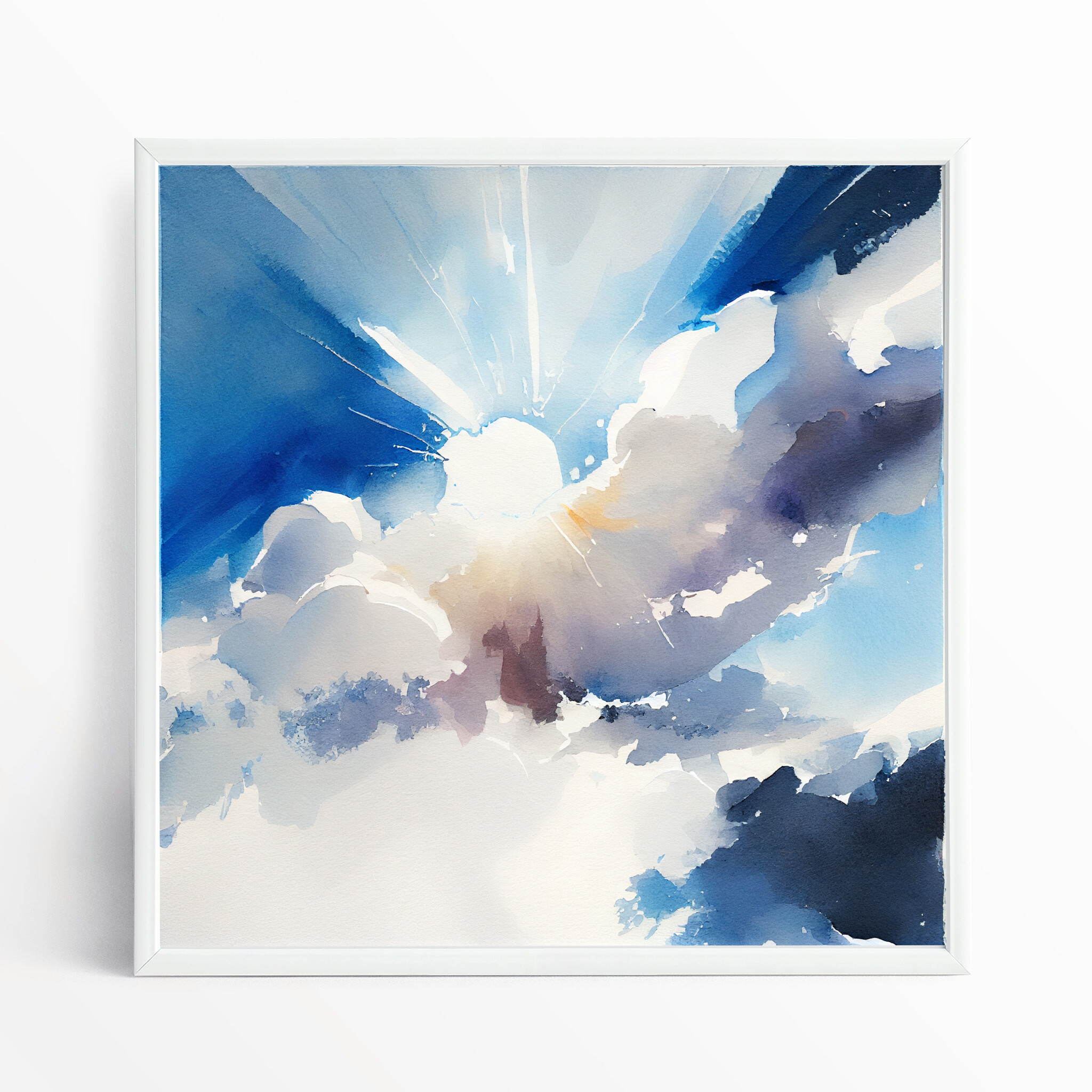 Cornwall Skyscape Abstract Blue Living Room Wall Art | Modern Home Decor - WFP