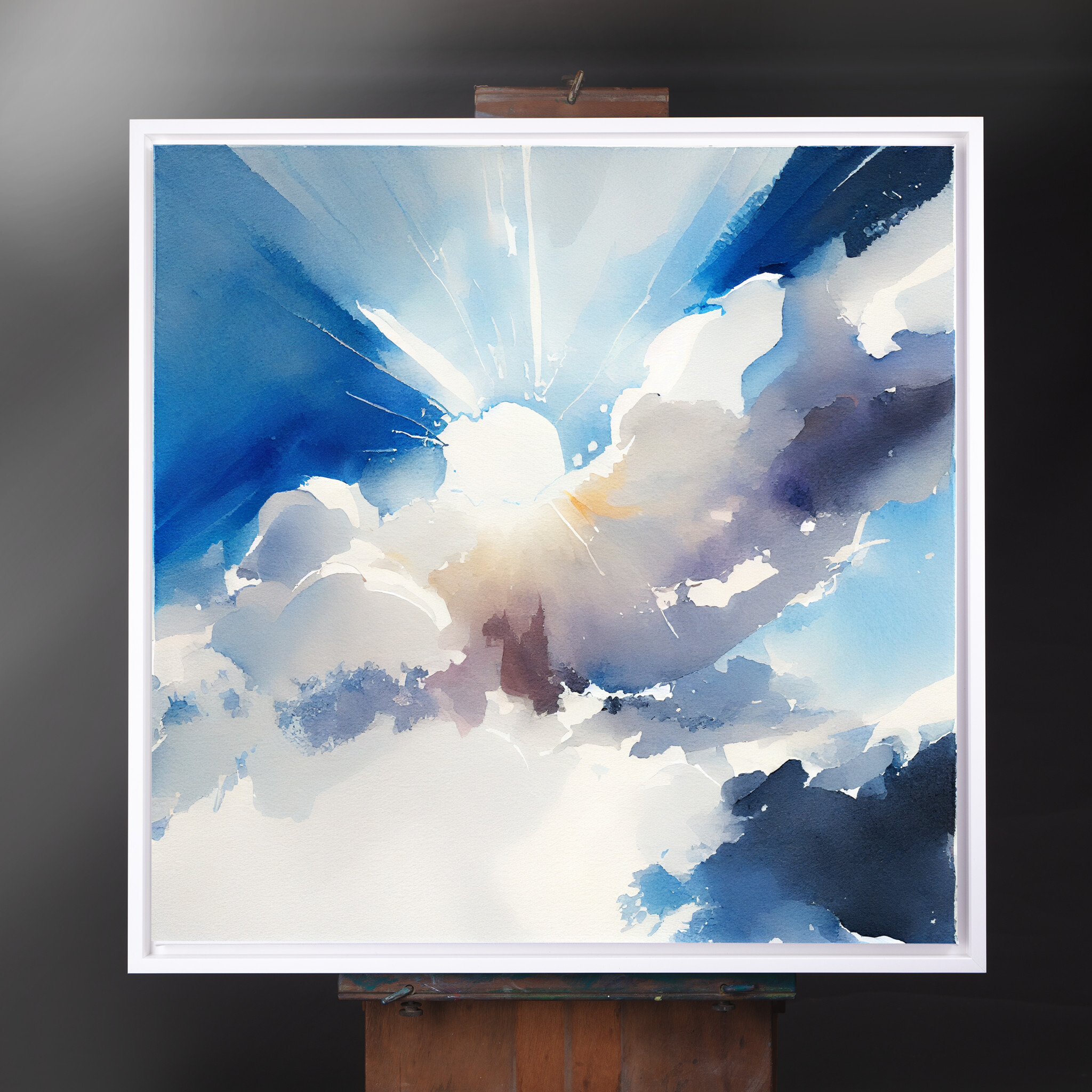 Cornwall Skyscape Abstract Blue Living Room Wall Art | Modern Home Decor - CWF