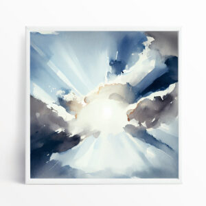 Cornwall Skyscape Abstract Blue Living Room Wall Art | Modern Home Decor