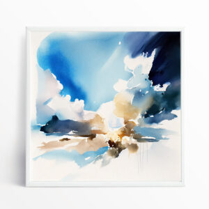 Skyscape Abstract Blue Warm Tones Living Room Wall Art | Modern Home Decor
