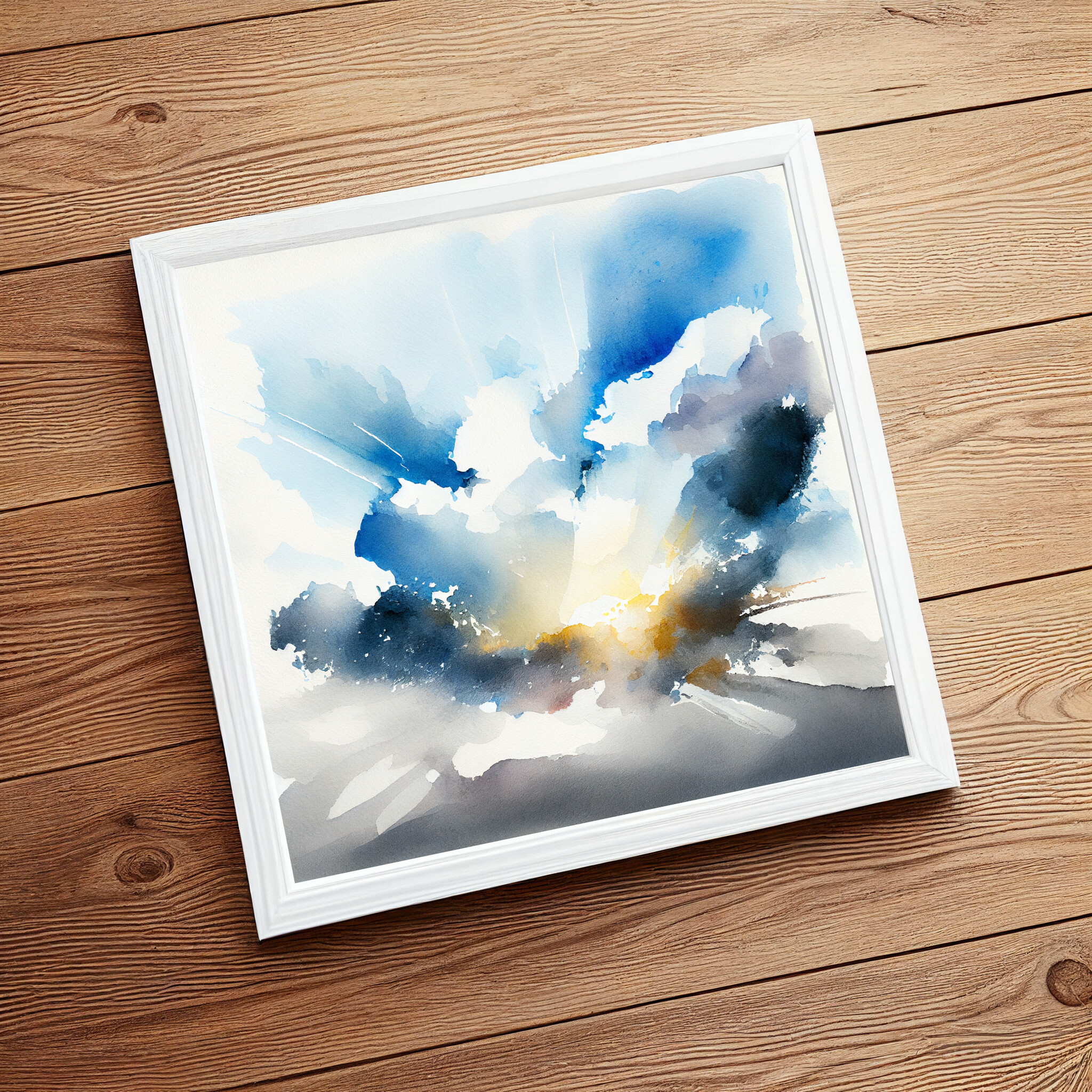 Cornwall Skyscape Abstract Blue Living Room Art | Wall Decor Canvas Print -
