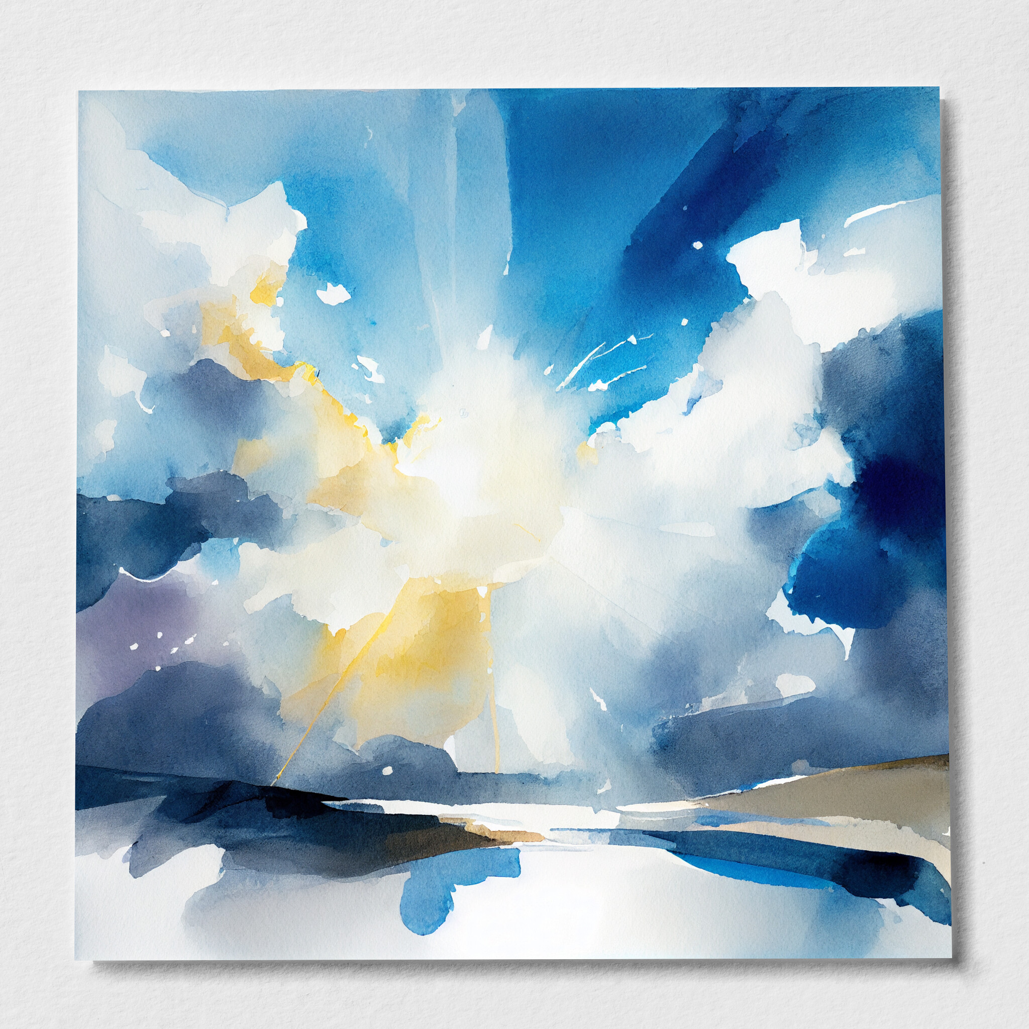 Cornwall Skyscape Abstract Blue Living Room Wall Art | Modern Home Decor - P