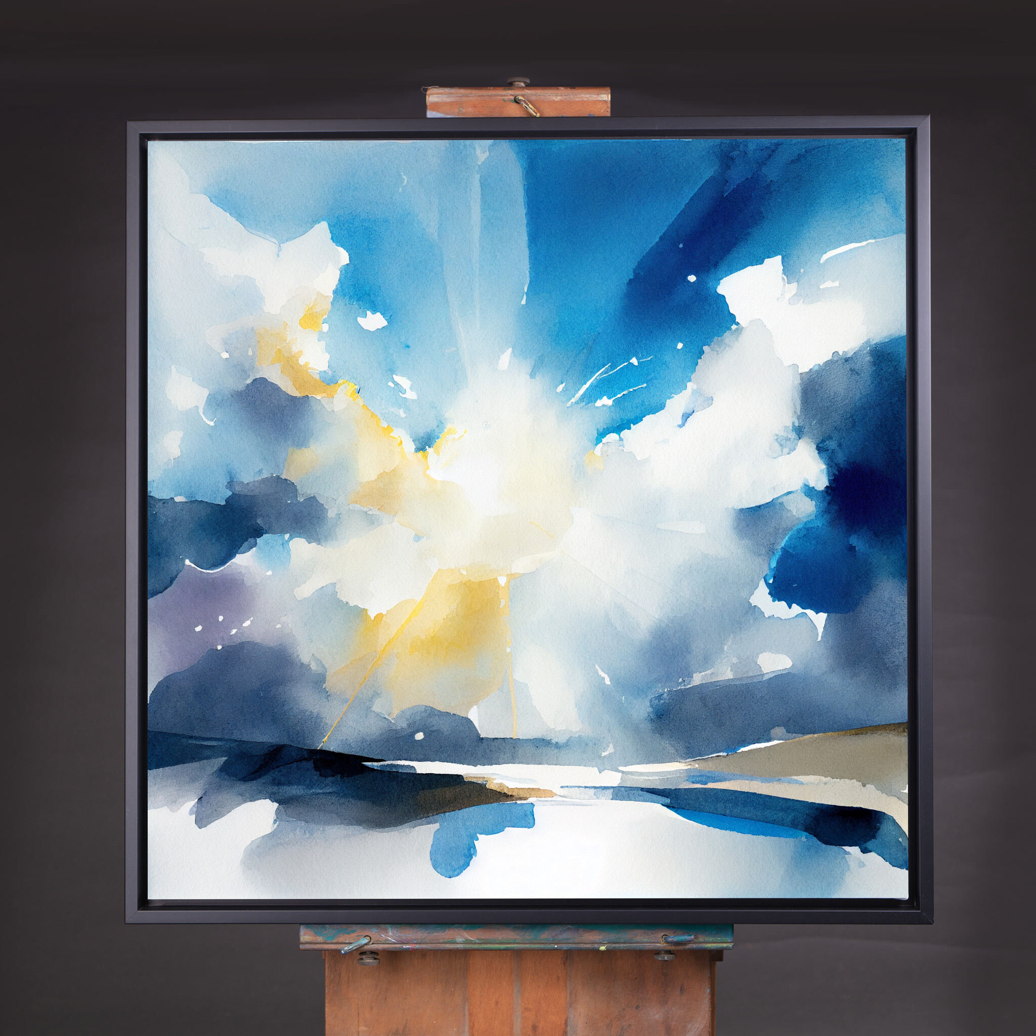Cornwall Skyscape Abstract Blue Living Room Wall Art | Modern Home Decor - CBF