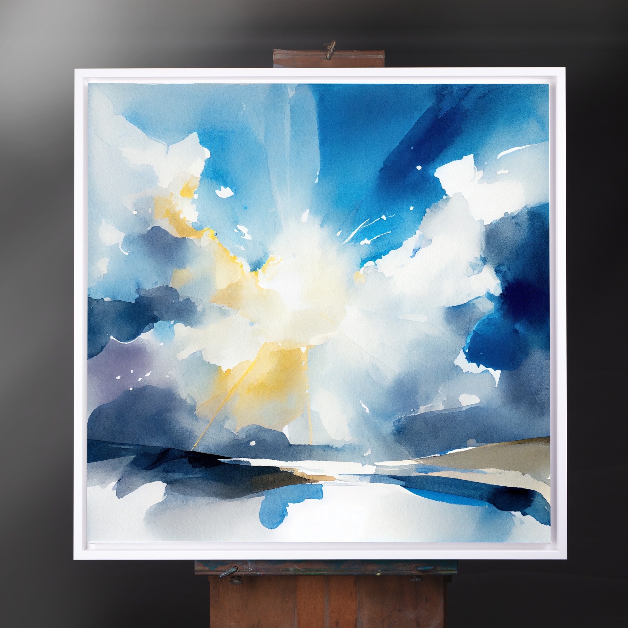 Cornwall Skyscape Abstract Blue Living Room Wall Art | Modern Home Decor - CWF