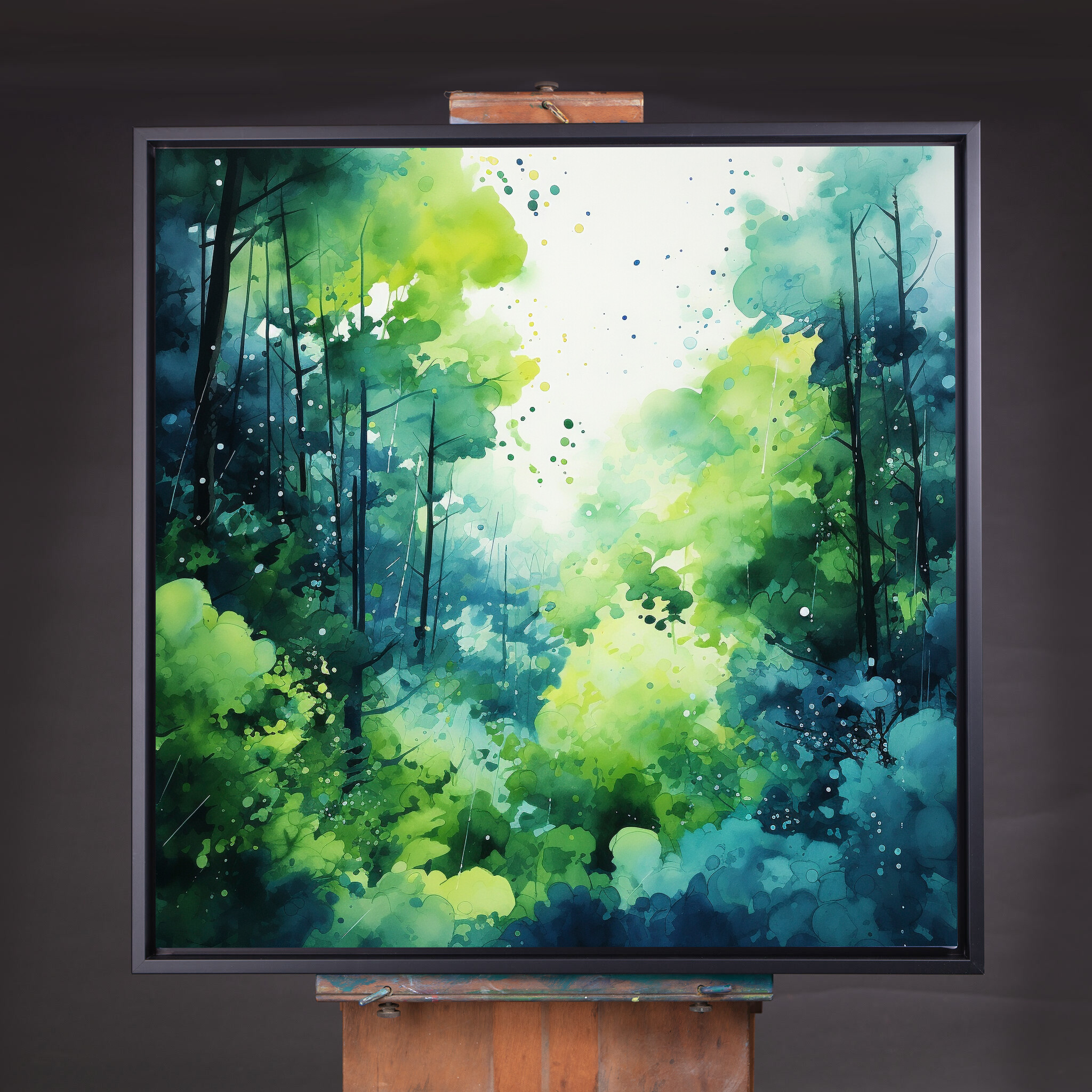 Woodland Abstract Watercolor Green Blue Forest Wall Art | Modern Home Decor - CBF