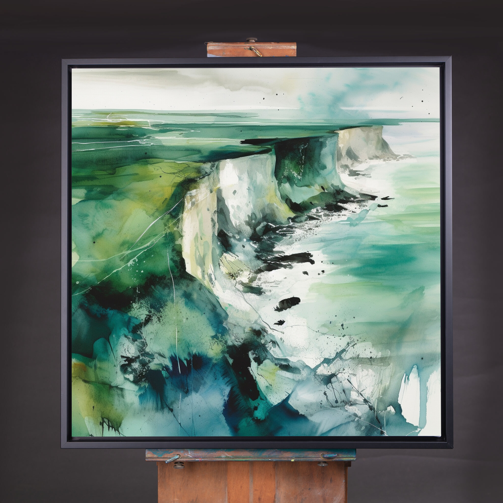 Birling Gap Abstract Blue Green Coastal Living Room Wall Art | Canvas Print Decor - CBF