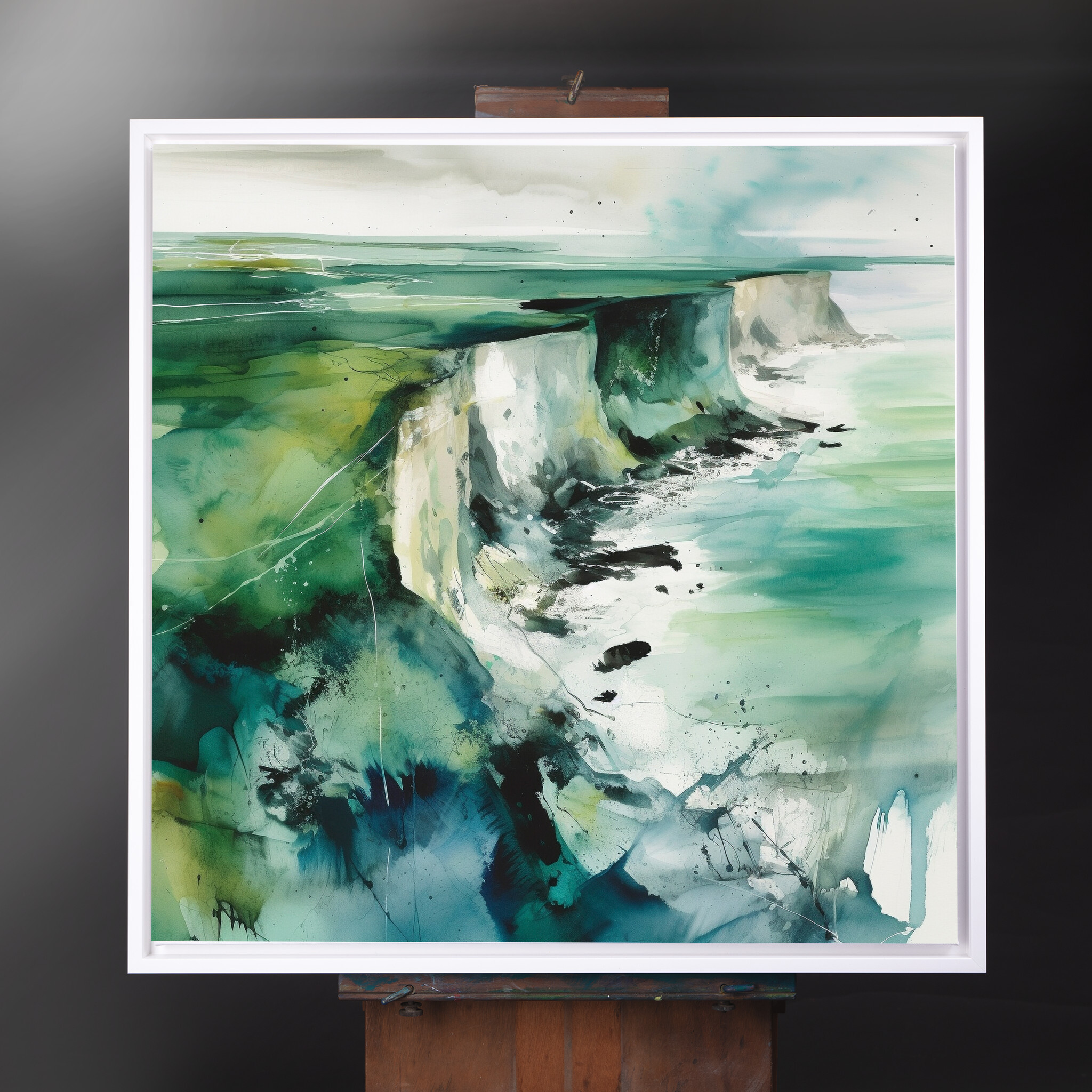 Birling Gap Abstract Blue Green Coastal Living Room Wall Art | Canvas Print Decor - CWF