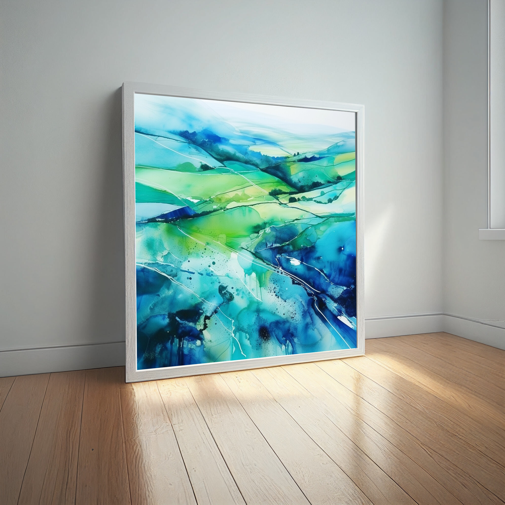 Southdowns Impressionist Abstract Blue Art for Living Room | Canvas Print Home Decor -
