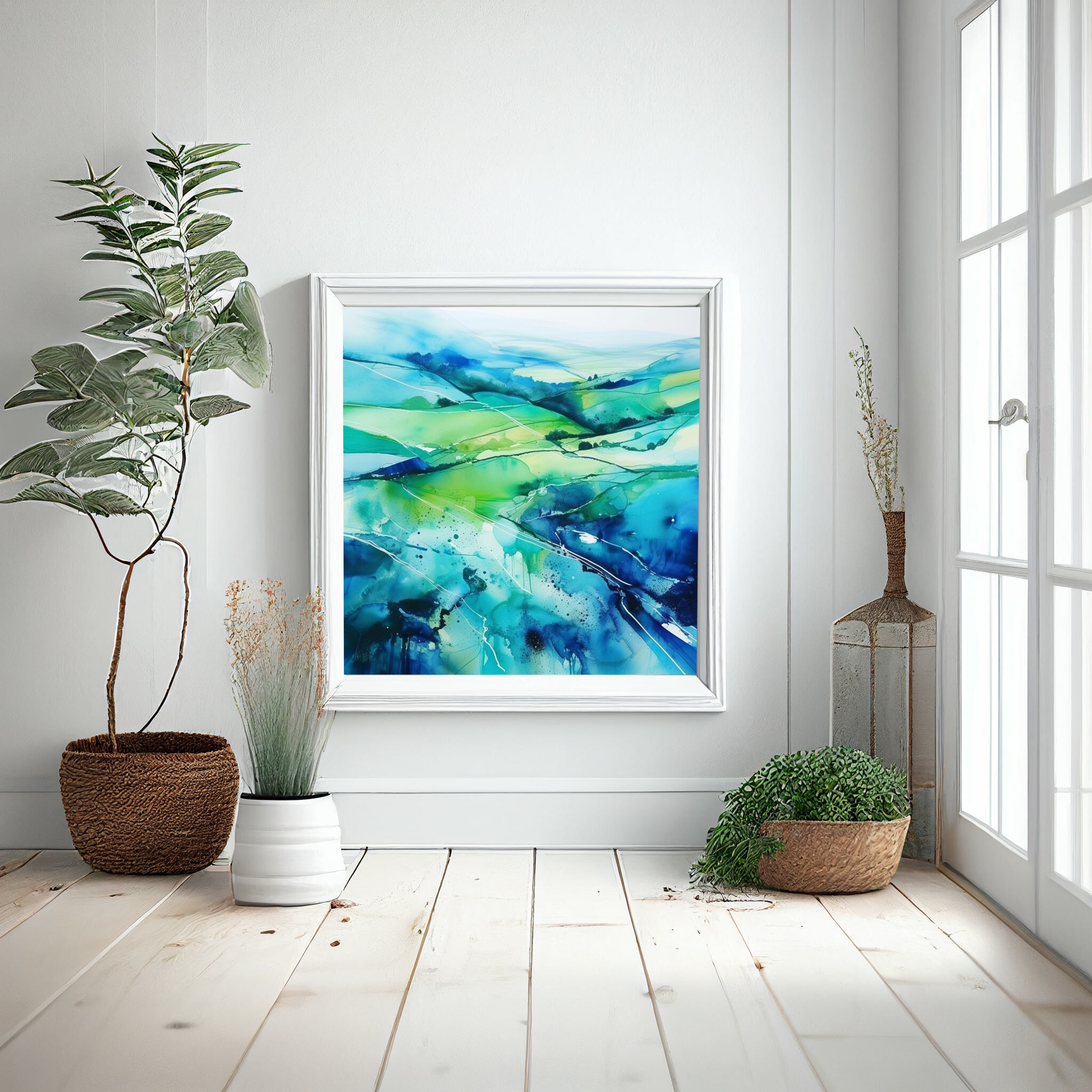 Southdowns Impressionist Abstract Blue Art for Living Room | Canvas Print Home Decor -
