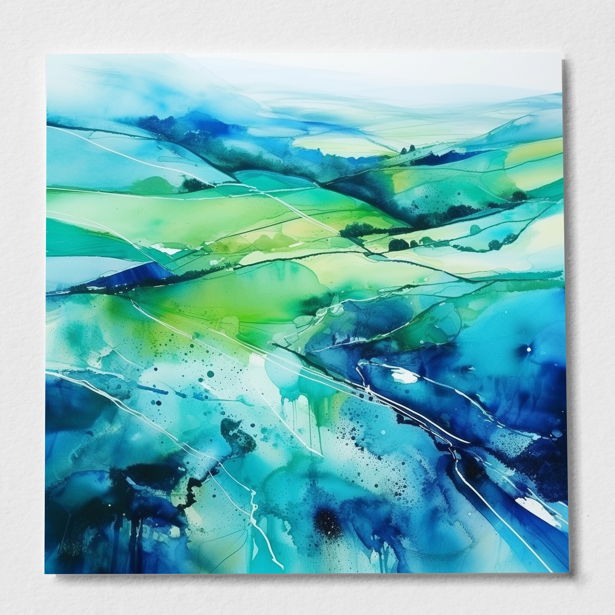 Southdowns Impressionist Abstract Blue Art for Living Room | Canvas Print Home Decor - P