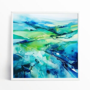 Southdowns Impressionist Abstract Blue Art for Living Room | Canvas Print Home Decor