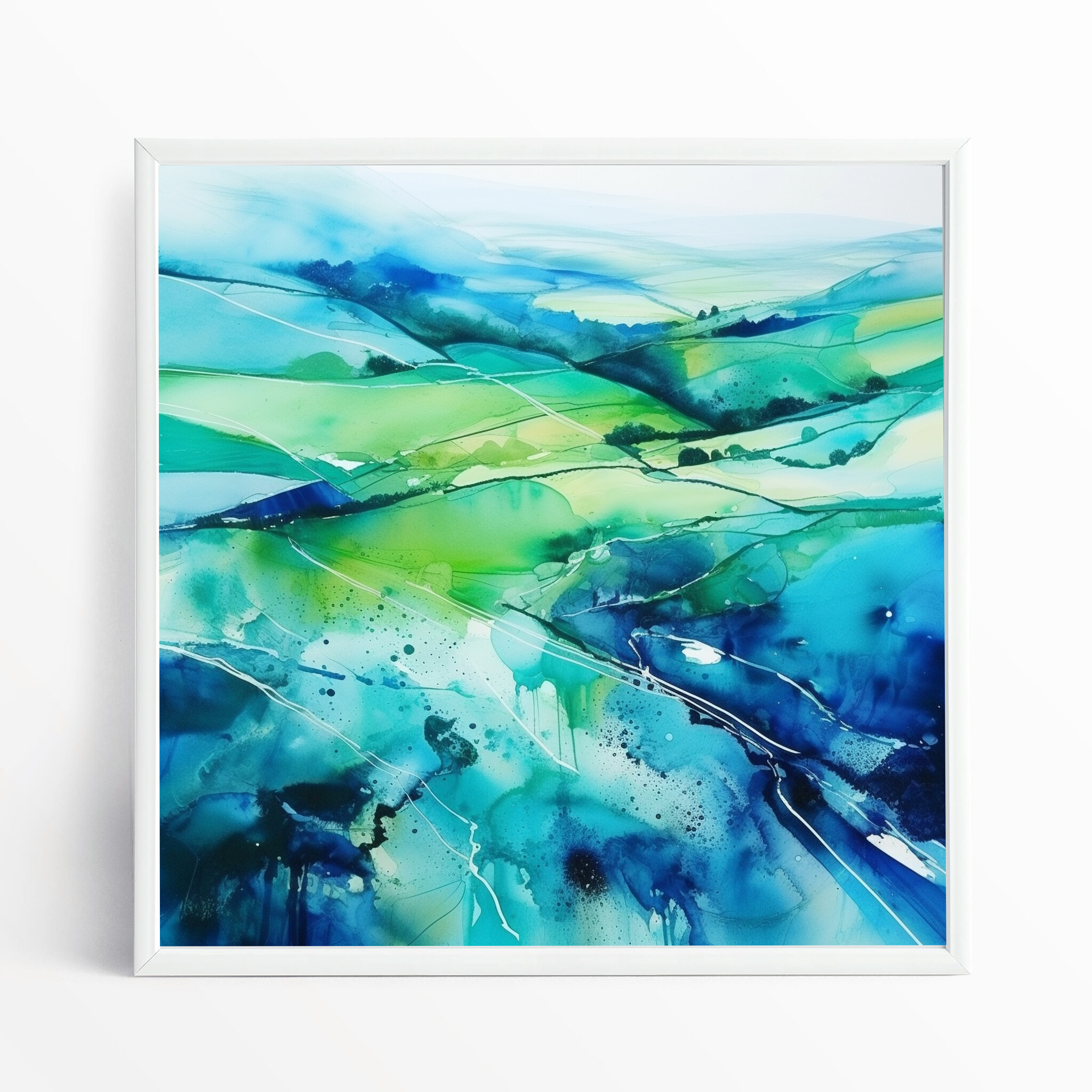 Southdowns Impressionist Abstract Blue Art for Living Room | Canvas Print Home Decor