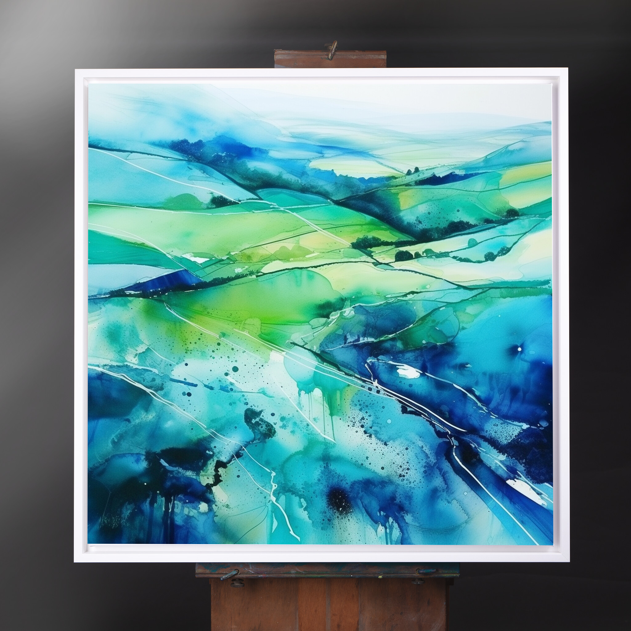 Southdowns Impressionist Abstract Blue Art for Living Room | Canvas Print Home Decor - CWF