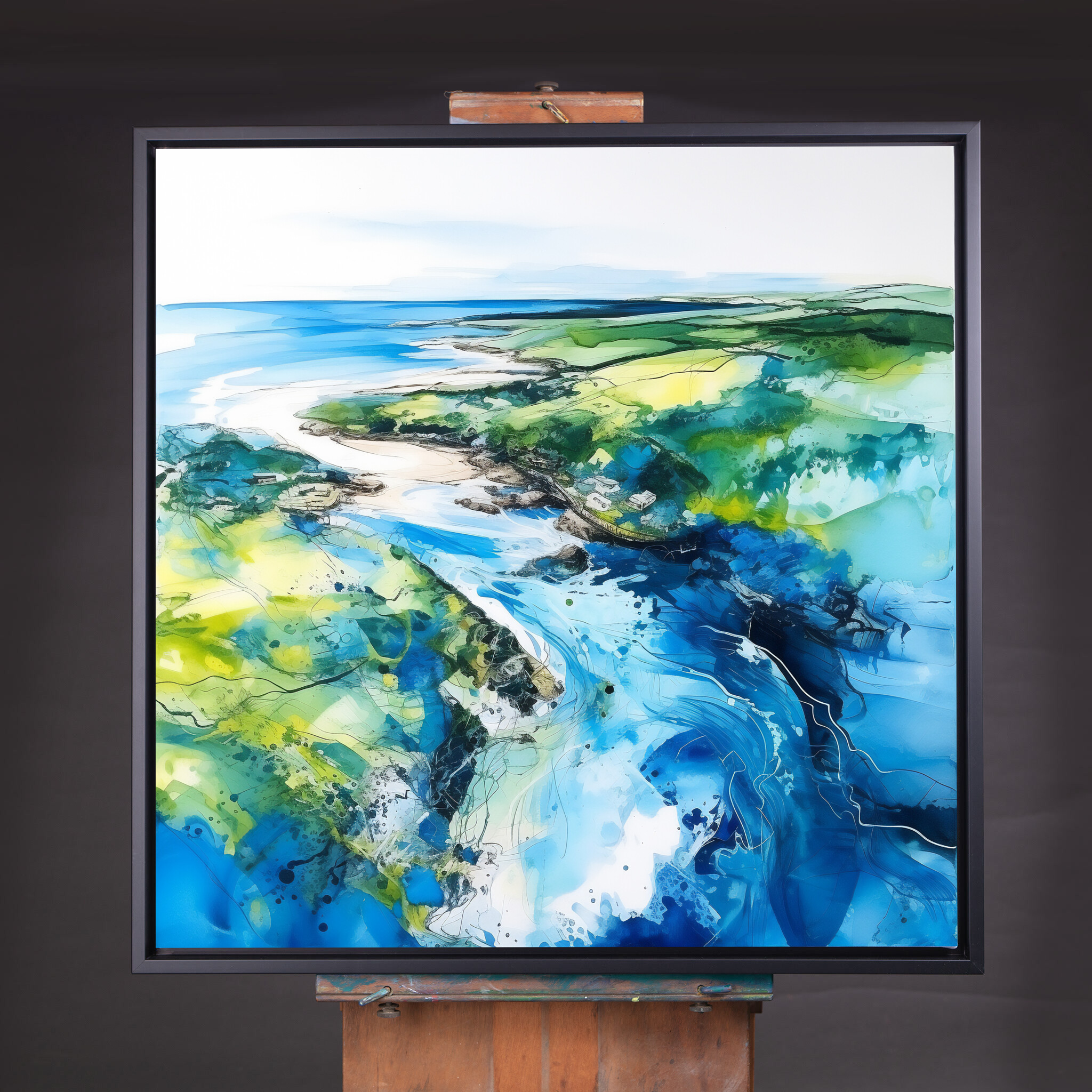 Cornish Coastal Abstract Blue Living Room Wall Art | Ocean Landscape Decor - CBF