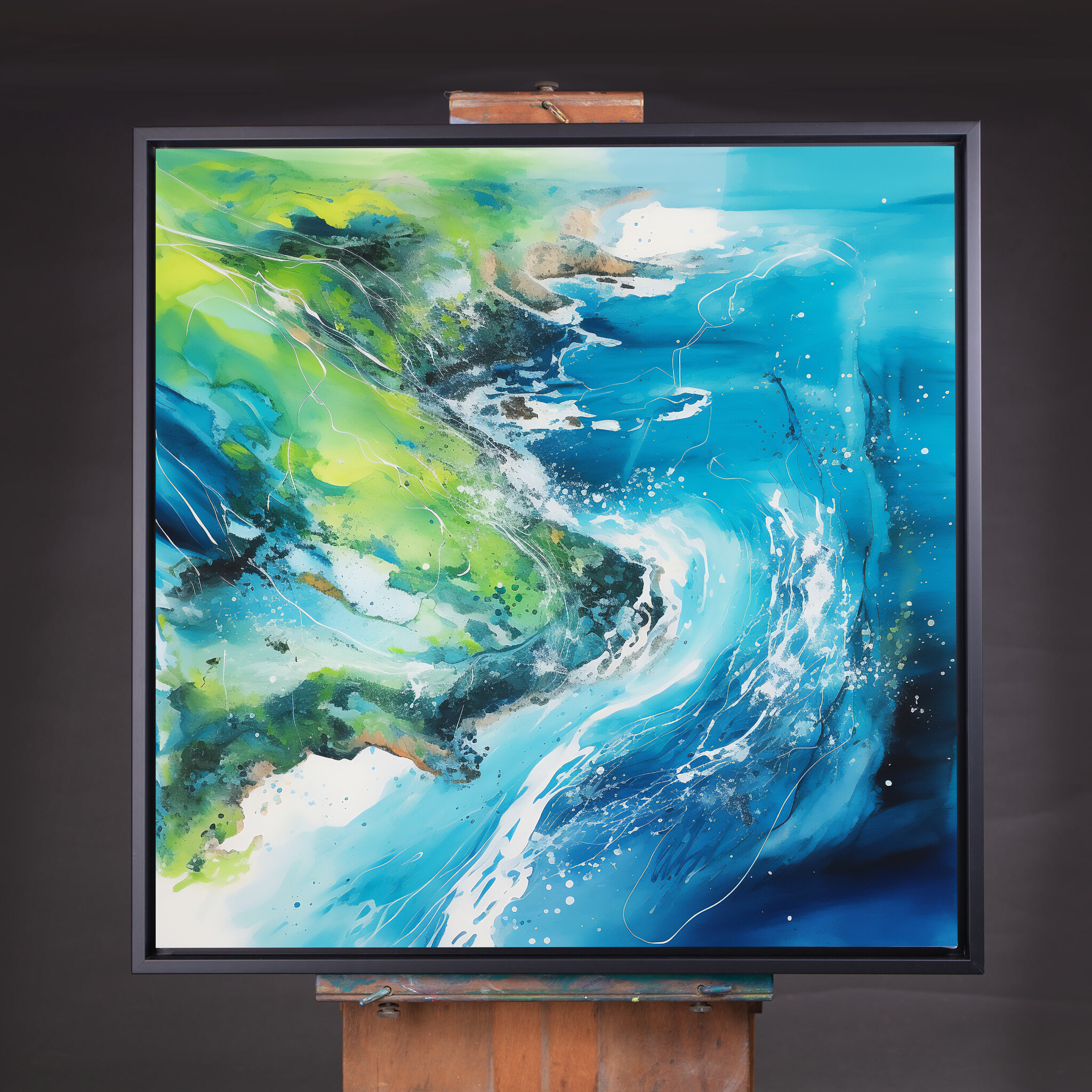 Pembrokeshire Coast Abstract Blue Green Living Room Wall Art | Coastal Landscape Decor - CBF