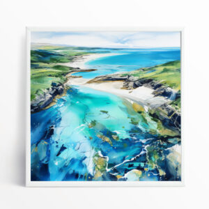 Pembrokeshire Coast Abstract Blue Ocean Living Room Art | Canvas Wall Decor