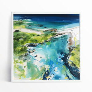 Pembrokeshire Coast Abstract Blue Living Room Art | Ocean Wall Decor