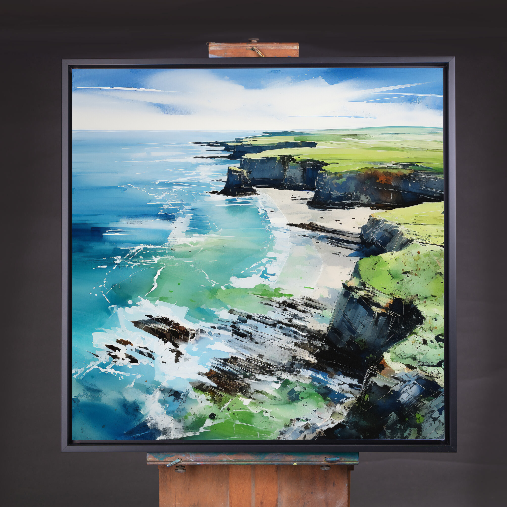 Pembrokeshire Coast Abstract Blue Art | Living Room Ocean Wall Art - CBF