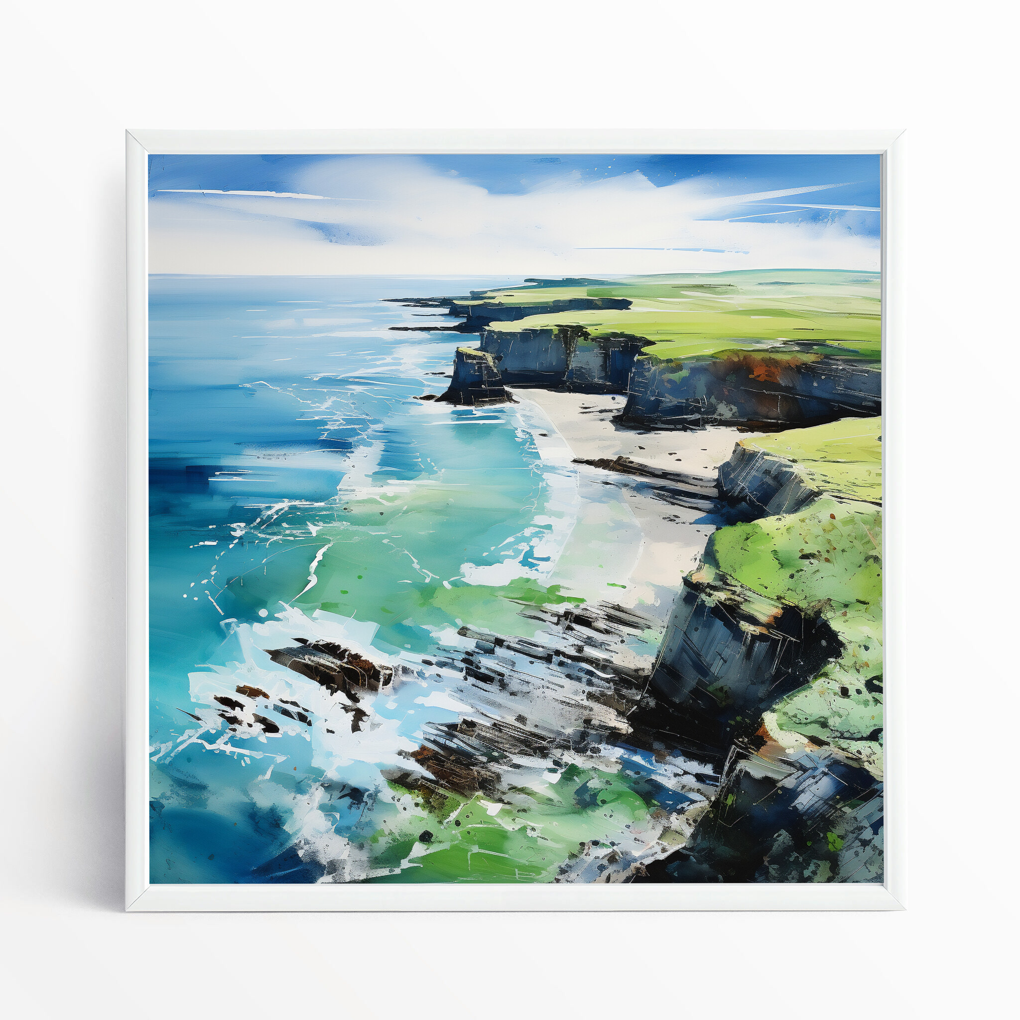 Pembrokeshire Coast Abstract Blue Art | Living Room Ocean Wall Art