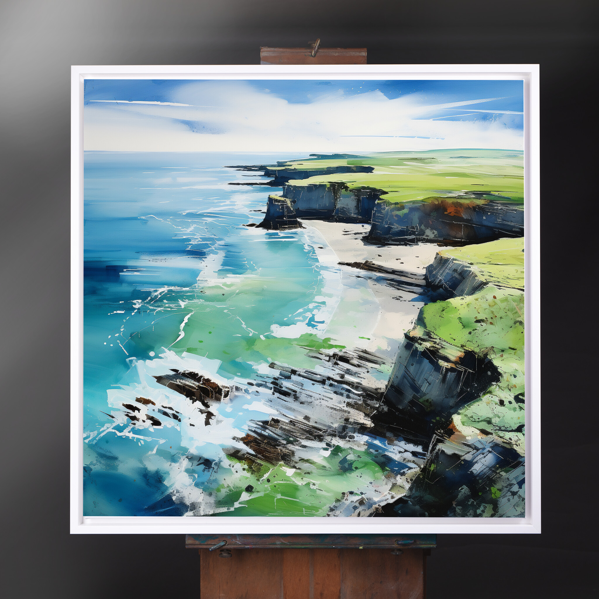 Pembrokeshire Coast Abstract Blue Art | Living Room Ocean Wall Art - CWF