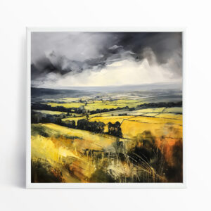 Southdowns Impressionist Landscape Yellow Tones Living Room Wall Art | Home Decor Canvas