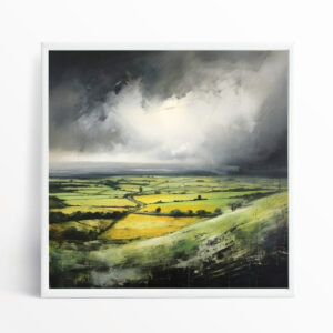 Southdowns Impressionist Landscape Green Living Room Art | Warm Home Decor