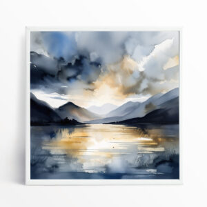 Bassenthwaite Impressionist Landscape Blue Art for Living Room | Canvas Print Home Decor
