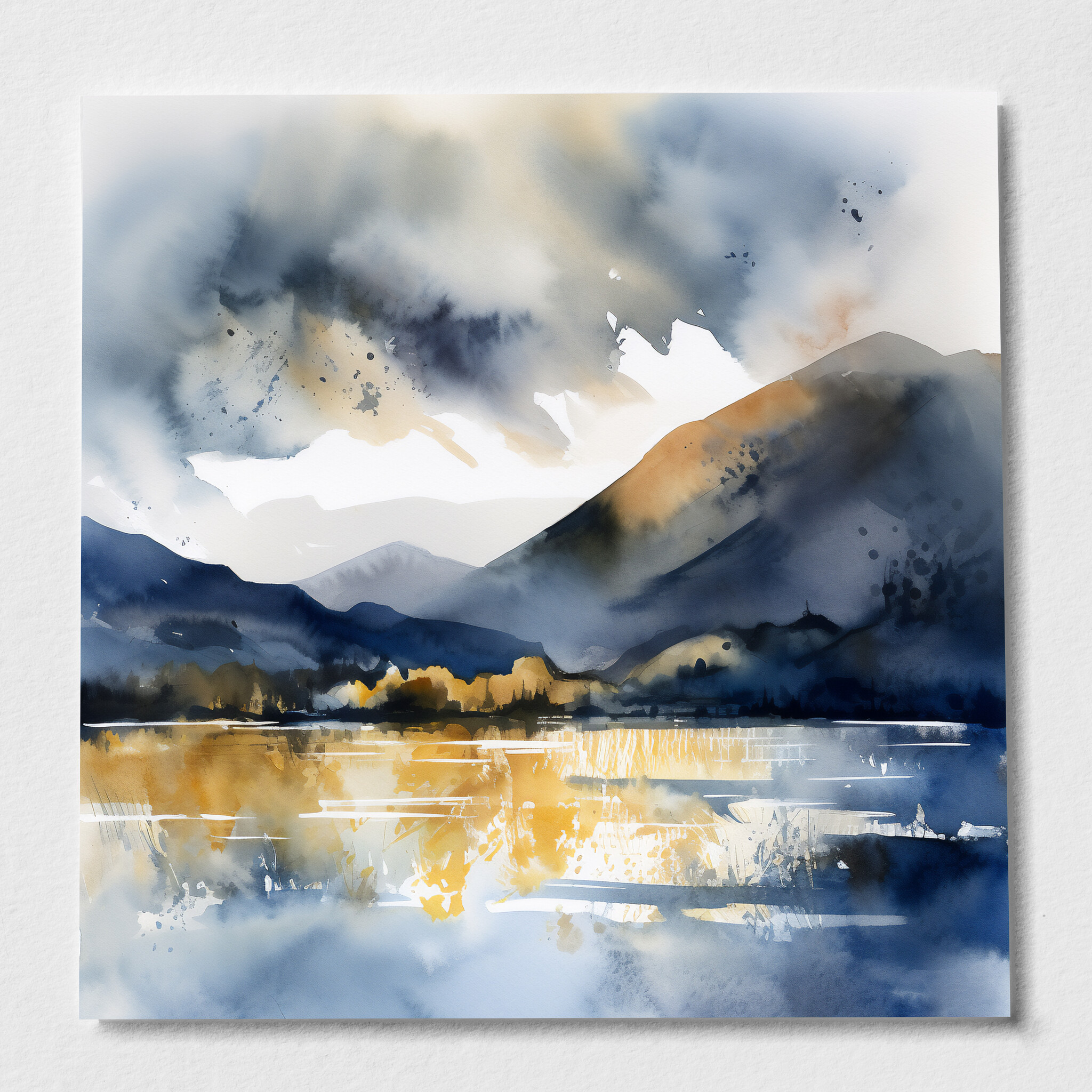 Bassenthwait Abstract Landscape Blue Art | Living Room Wall Art - P