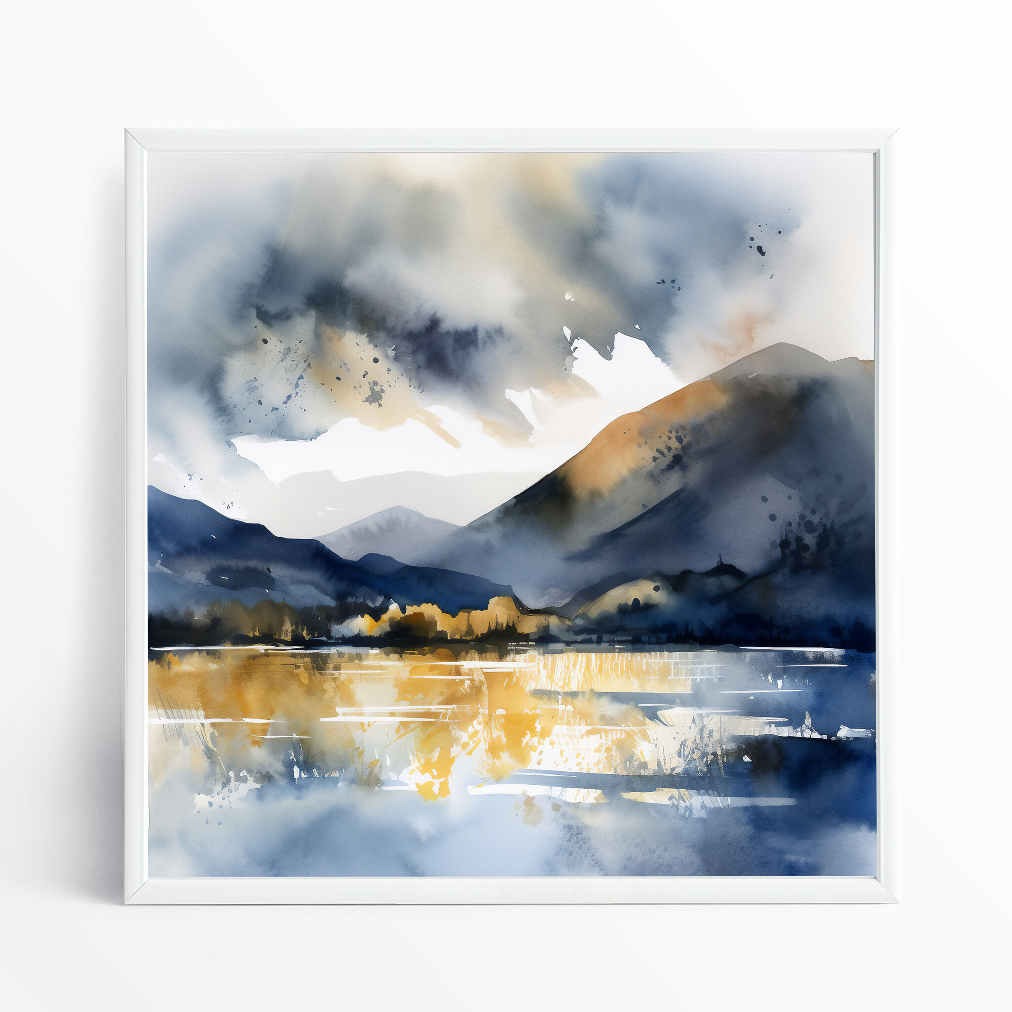 Bassenthwaite Abstract Landscape Blue Art | Living Room Wall Art