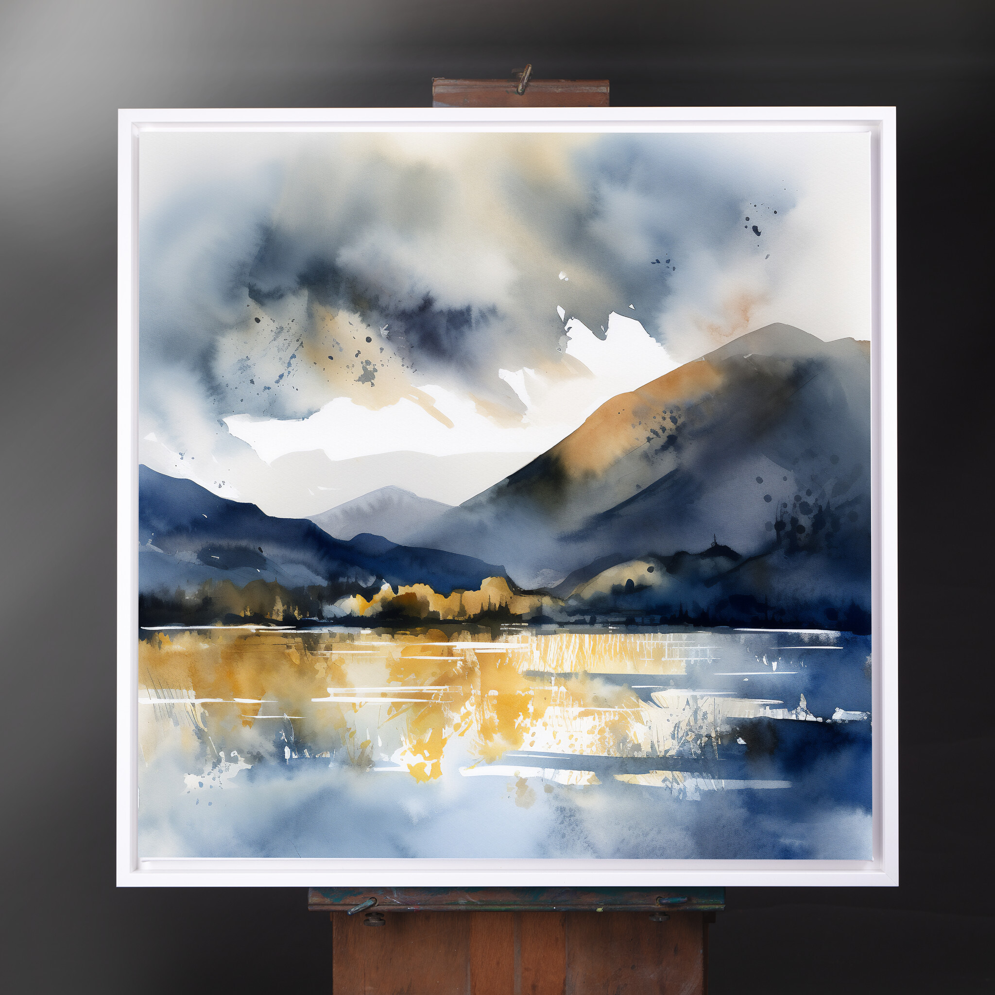 Bassenthwait Abstract Landscape Blue Art | Living Room Wall Art - CWF