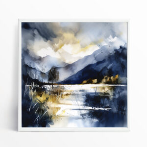 Grasmere Impressionist Landscape Blue Living Room Wall Art | Home Decor Canvas