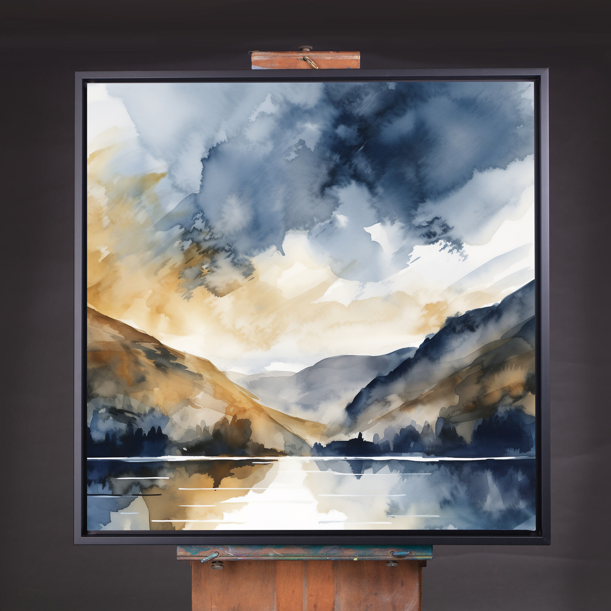 Thirlmere Watercolor Landscape Blue Tones Living Room Art | Abstract Home Decor - CBF