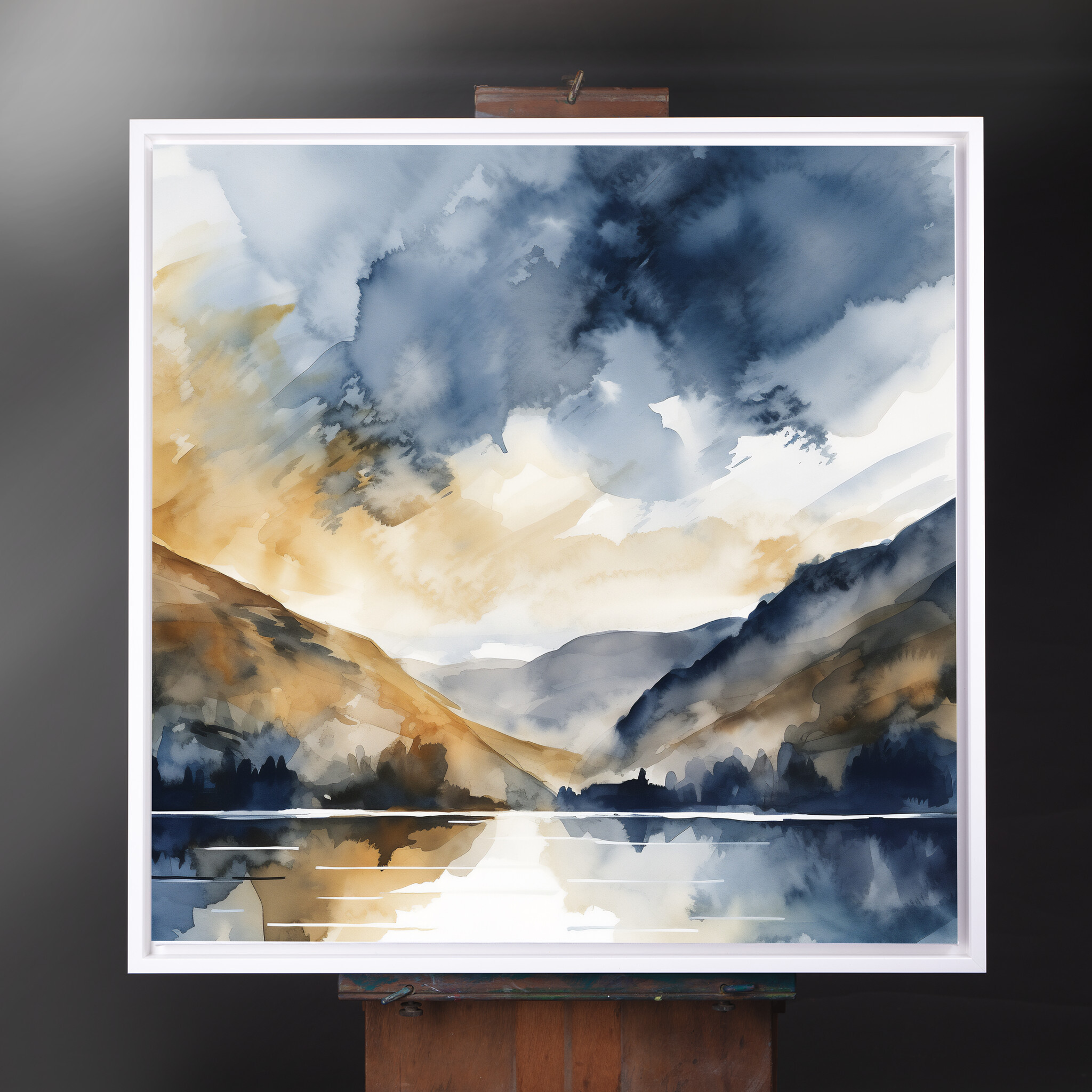 Thirlmere Watercolor Landscape Blue Tones Living Room Art | Abstract Home Decor - CWF
