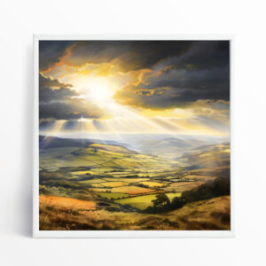 Southdowns Impressionist Landscape Warm Tones Living Room Wall Art | Gold Accents Home Decor