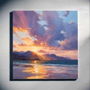 Donegal Sunset Impressionist Purple Living Room Wall Art | Canvas Print Home Decor - C