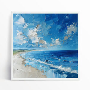 Donegal Coastal Impressionist Blue Living Room Wall Art | Home Decor Canvas